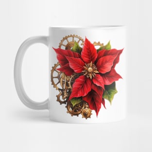 Steampunk Christmas Poinsettia Flower Mug
